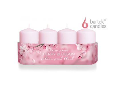 Svíčka Cherry Blossom válec s vůní sada/4ks - 40x70 mm