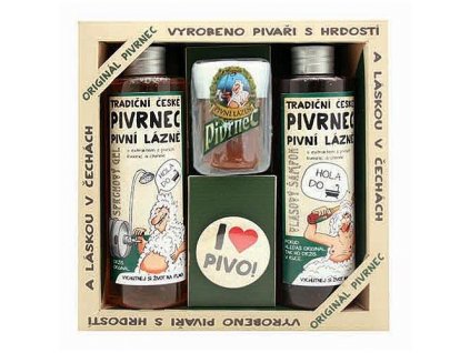 Bohemia Gifts Sada Pivrnec gel 250ml, šampon 250ml, mýdlo 70g a button
