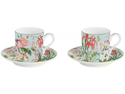 Easy Life - Porcelánové šálky a podšálky Botanic Garden 2 ks - 75 ml