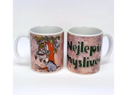Porcelánový bílý hrnek s celo obtiskem - Nejlepší myslivec