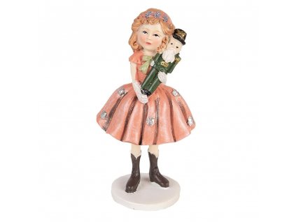 Dekorativní figurka dívenky s Louskáčkem Clayre & Eef 6PR3989 7x6x12 cm