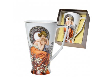 Hrnek latte conus 500 ml Alfons Mucha - Topaz (bílý podklad)