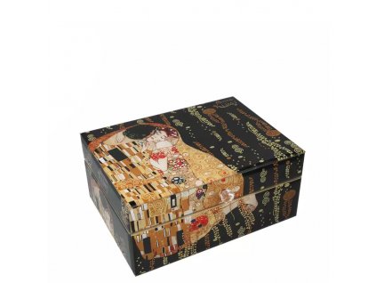 Skleněná šperkovnice střední - Gustav Klimt "Polibek" - 20 x 15 x 9 cm