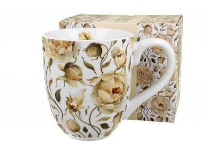 DG - Velký porcelánový hrnek XXL ENGLISH ROSES WHITE v dárkové krabičce - 1 litr