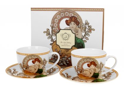 DG - Porcelánové šálky s podšálky TOPAZ inspired by A. Mucha 2 ks - 250 ml