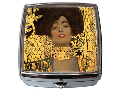 Krabička na tablety lékovka-pilulník se zrcátkem G. Klimt, Judith I