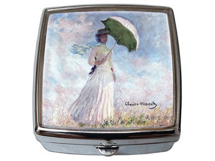 Krabička na tablety lékovka-pilulník se zrcátkem C. Monet, Women with Parasol