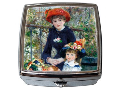 Krabička na tablety lékovka-pilulník se zrcátkem Pierre-Auguste Renoir, Two sisters on the terrace