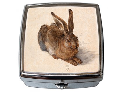 Krabička na tablety lékovka-pilulník se zrcátkem Albrecht DOrer, A Young Hare