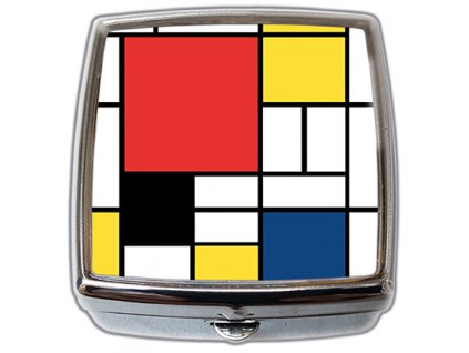Krabička na tablety lékovka-pilulník se zrcátkem Piel Mondrian, Composition in R,Y,B,B
