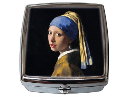 Krabička na tablety lékovka-pilulník se zrcátkem Jan Vermeer, Girl with the Pearl Earring