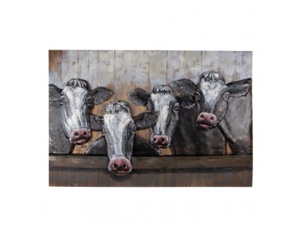 Kovový 3D obraz COWS Clayre & Eef 5WA0188 120x7x80 cm