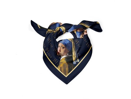 Plu - Hedvábný šátek Jan Vermeer, The Girl with a Pearl Earring - 52 x 52 cm