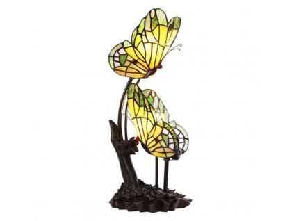 Dekorativní stolní lampa Tiffany BUTTERFLIES Clayre & Eef 5LL-6230 24*17*47 cm E14/max 2*25W