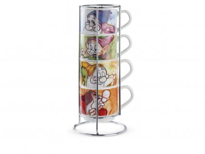 Egan - Porcelánové šálky na espresso se stojánkem SEDM TRPASLÍKŮ 4 ks - 80 ml