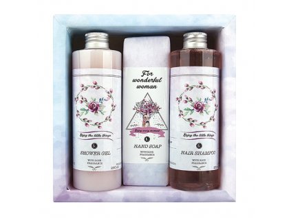 Bohemia Gifts Boho Style sada gel 250ml, mýdlo 145g a šampon 250ml – růže
