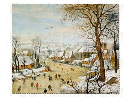 Plu - Čistící hadřík na brýle Pieter Bruegel the elder Winter Landscape - 15x18 cm