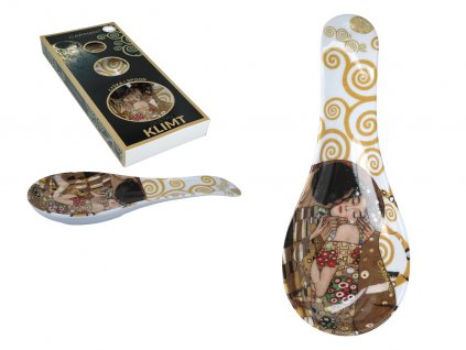 Carmani - Porcelánová lžíce na odkládání Příborů a vařeček G. Klimt, Polibek a strom života - 23,5 x 9,5 x 2,5 cm