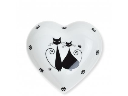 Miska srdce Black Cats Kočky, dekor č. 1 - 16 x 15,5 cm