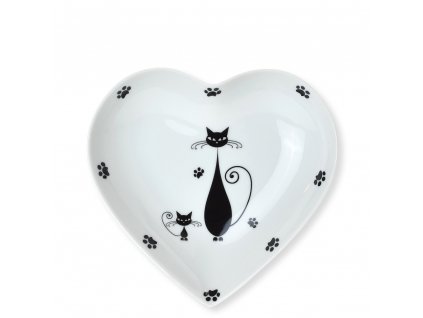 Miska srdce Black Cats Kočky, dekor č. 3 - 16 x 15,5 cm