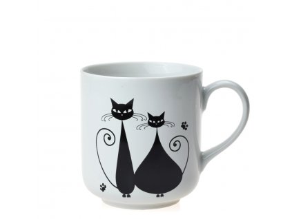 Porcelánový hrnek Cherry Black Cats, černé kočky dekor č. 6 - 425 ml