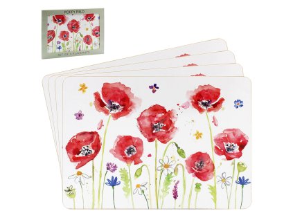 Leonardo - Korkové prostírání Poppy Field Vlčí máky 4 ks - 30*22 cm