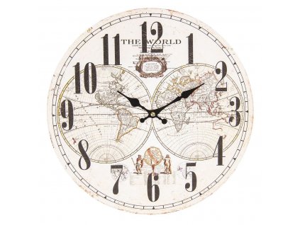 Clayre & Eef - Nástěnné hodiny The World - Ø 34*3 cm / 1*AA