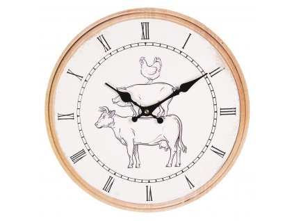 Clayre & Eef - Nástěnné farmářské hodiny - Ø 34*4 cm / 1*AA