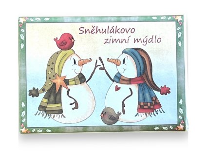 Vánoční luxusní přírodní mýdlo 200g s vůní balené - Sněhulákovo zimní mýdlo