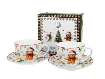 DG - Vánoční porcelanové šálky s podšálkem CHRISTMAS CUTIES v dárkovém balení 2 ks - 280 ml