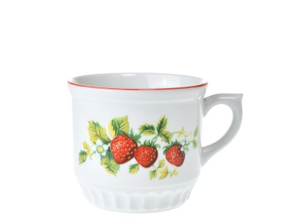Hrnek Selský 400 ml jahody s červenou linkou