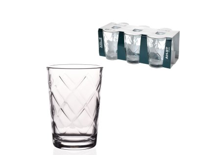 Odlivky 210 ml lisované sklo - dekor kosodélníky