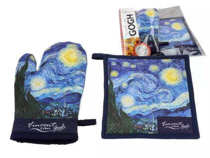 Chňapka + látková podložka v dárkovém balení - Vincent van Gogh "Hvězdná noc"
