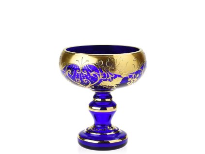nástolec 15cm modrý s bohatou dekorací mat/lesk zlato