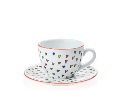 Šálek s podšálkem na větší espresso Milada 250 ml mini srdíčka