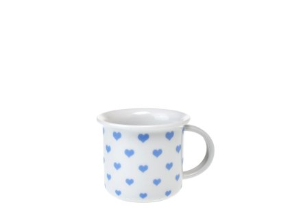 Hrnek Tina porcelánový plecháček 100 ml na espresso - blue sweet mini hearts