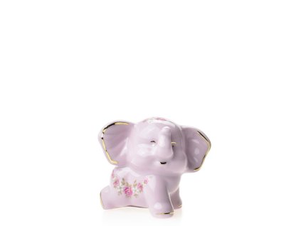 Slon Bimbo dekor girlanda z růžiček - růžový porcelán