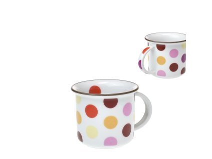 Hrnek Tina porcelánový plecháček 100 ml na espresso - retro puntíky