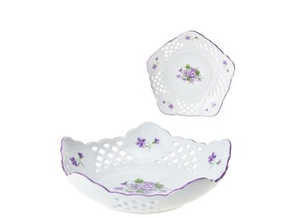 Mísa pětihranná prolamovaná 19 cm fialky