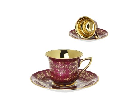 Šálek s podšálkem 100 ml Windsor bordó
