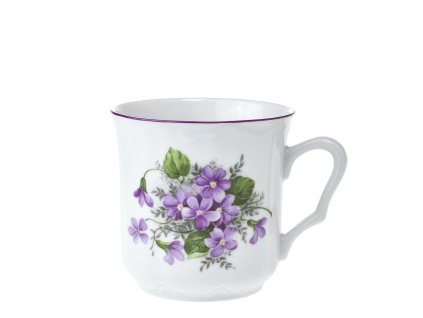 Hrnek Karel 270 ml fialky s fialovou linkou