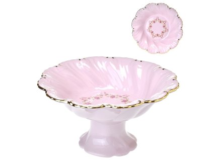 Mísa na noze 19,5 cm Felicie girlanda z růžiček - růžový porcelán