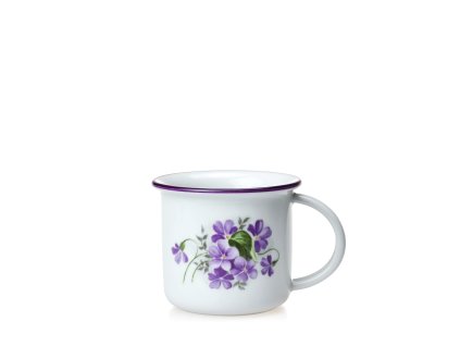 Hrnek Tina porcelánový plecháček 100 ml na espresso - fialky