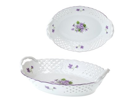 Koš prolamovaný 28 cm fialky s fialovou linkou