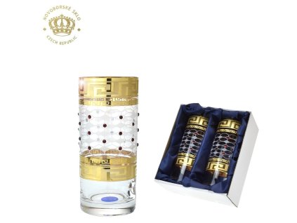 Odlivky 300 ml brus "kostka" s červenými křišťály - sada 2 ks