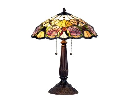 Stolní lampa Tiffany FLOWERS Clayre & Eef 5LL-5546 Ø 44*57 cm E27/max 2*60W