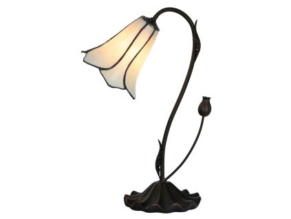 Stolní lampa Tiffany THE WHITE FLOWER Clayre & Eef 5LL-6046 Ø 17*43 cm E14/max 1*25W
