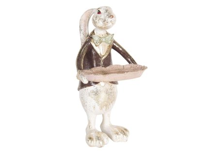Dekorativní figurka králíka s mísou Clayre & Eef 6PR2519 15*12*30 cm