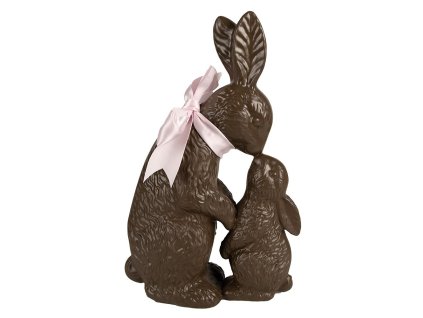 Dekorativní figurka králíka s malým králíčkem CHOCOLATE DREAM EASTER Clayre & Eef 6PR4121 21x10x31 cm
