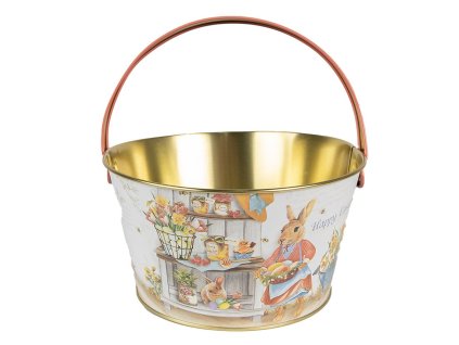 Dekorativní plechový košík RABBIT Clayre & Eef 6BL0107 Ø 19x10 cm